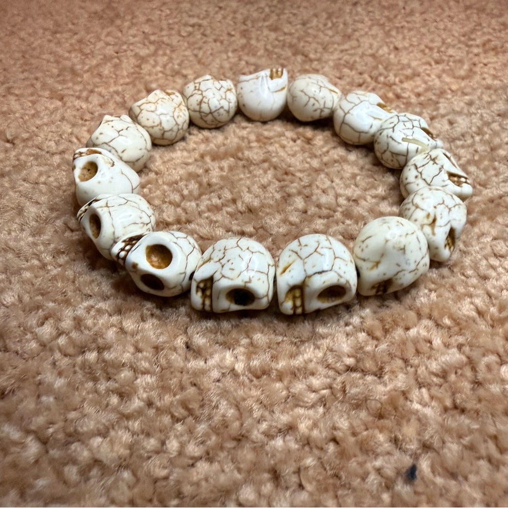White Skull Beaded Bracelet